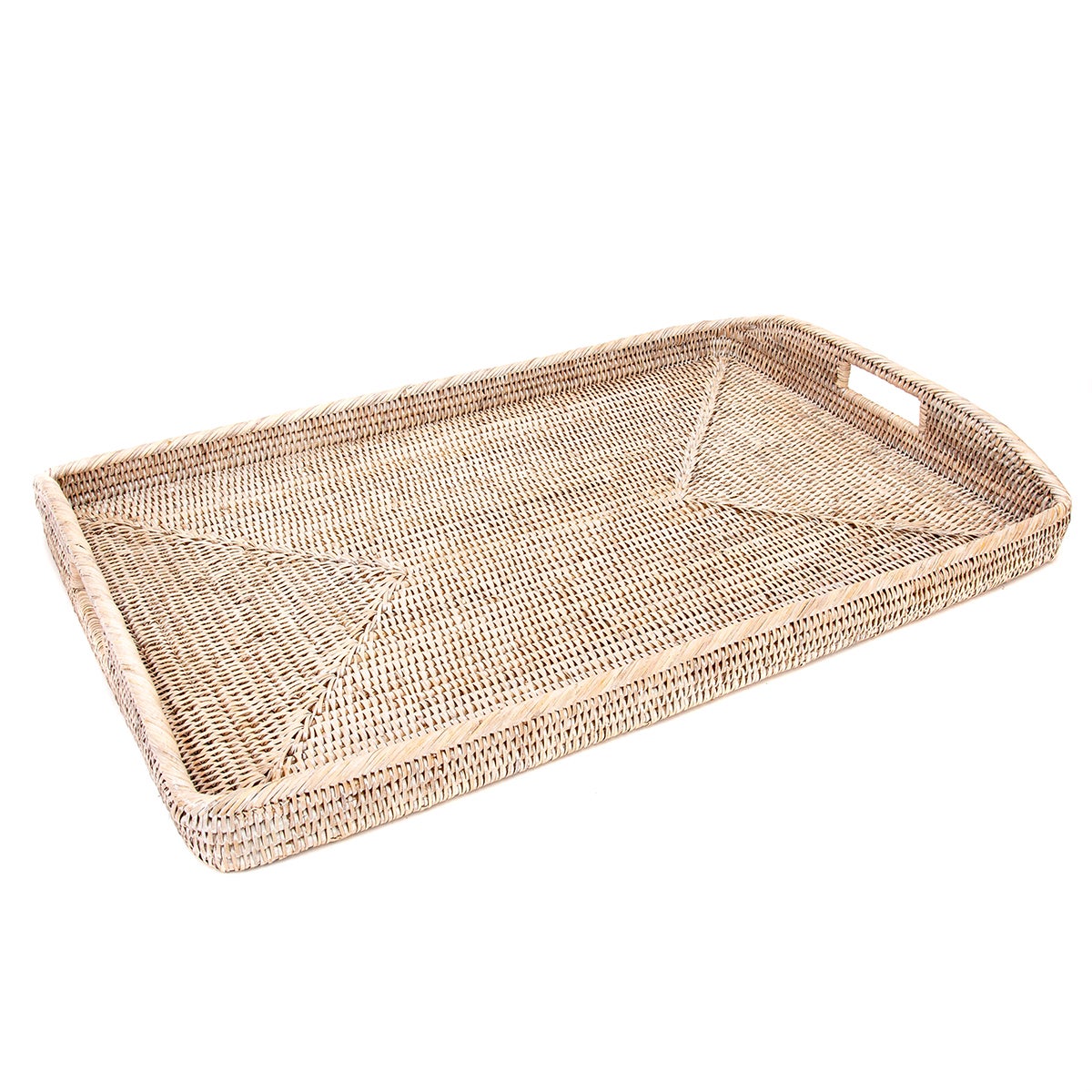 Artifacts Trading Company Rattan Rectangular Ottoman White Wash